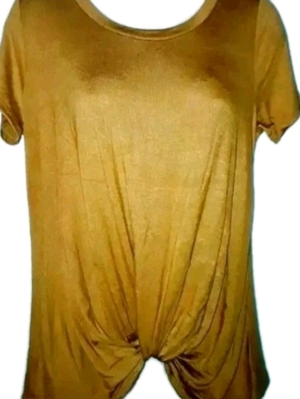 LOLA GRACE Twist Tie Tshirt Top Womans Size M Mustard Short Sleeve NWT